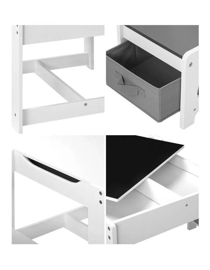 Oikiture Kids Table and Chairs Set Activity Play Study Desk w/ Toys Storage Box image 7