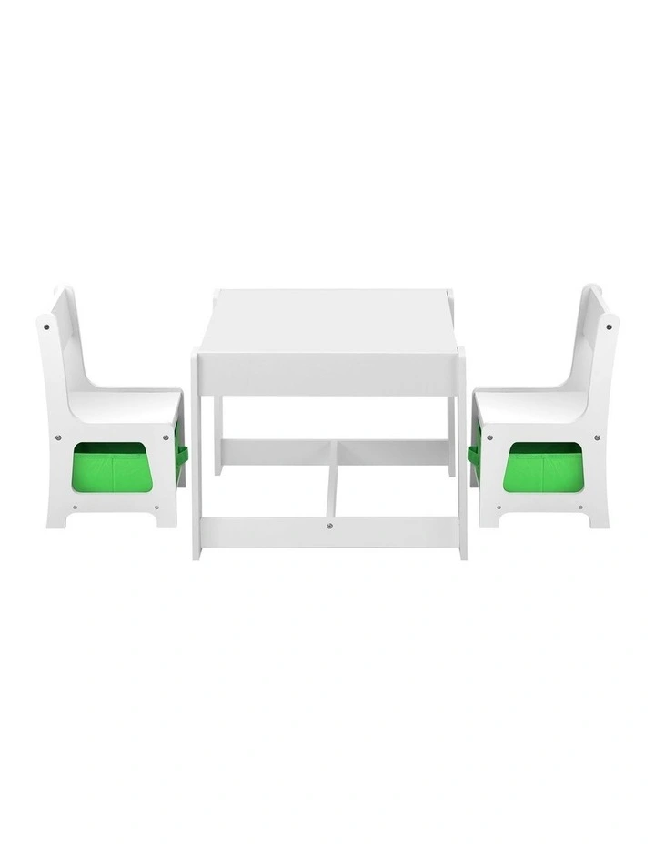 Oikiture Kids Table and Chair Set Storage Box Toys Wooden Play Activity Desk image 2