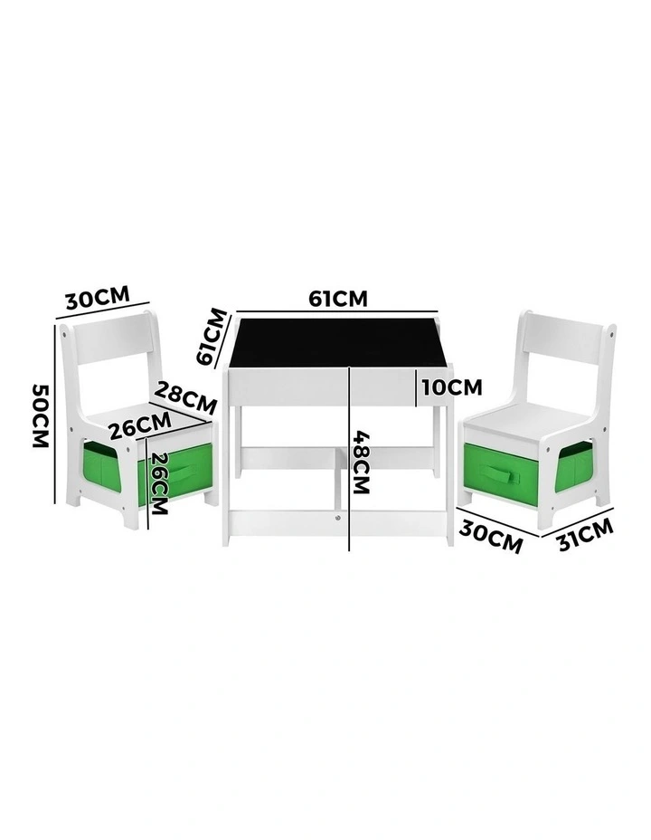 Oikiture Kids Table and Chair Set Storage Box Toys Wooden Play Activity Desk image 3