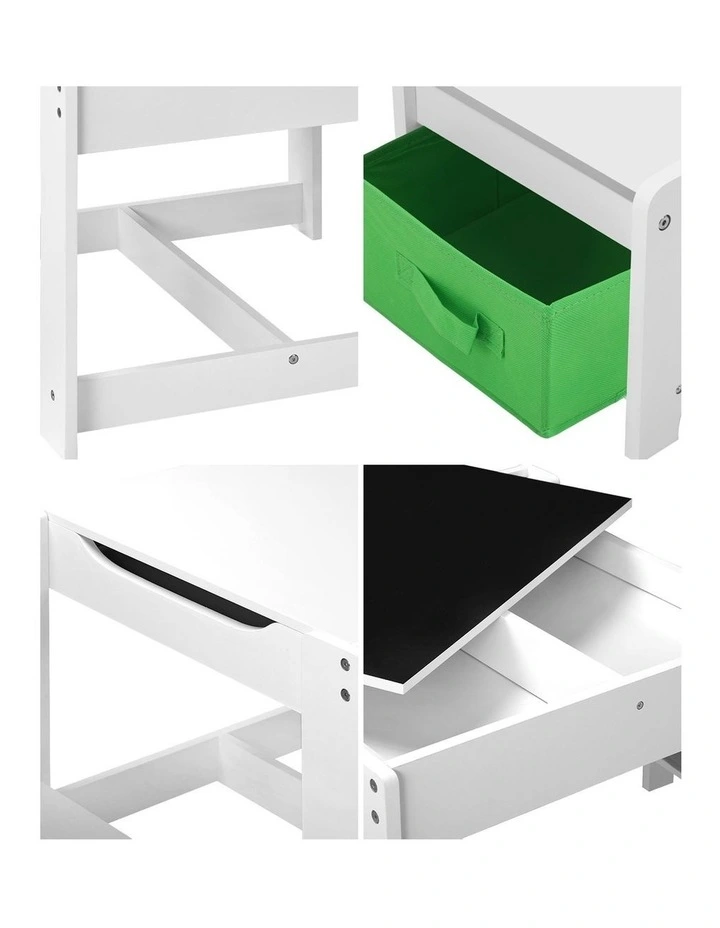 Oikiture Kids Table and Chair Set Storage Box Toys Wooden Play Activity Desk image 6