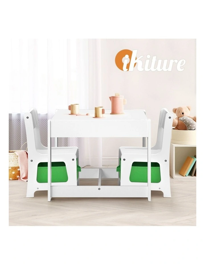 Oikiture Kids Table and Chair Set Storage Box Toys Wooden Play Activity Desk image 7