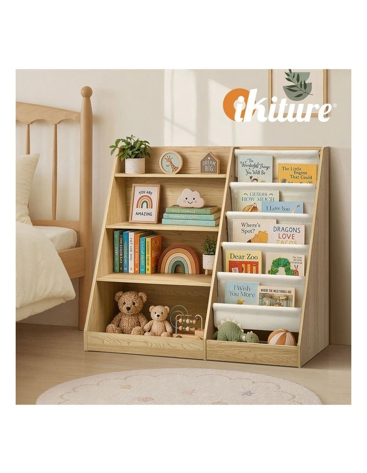 Oikiture Kids Bookshelf Bookcase Multi Tiers Display Shelf Rack DIY Organiser image 7