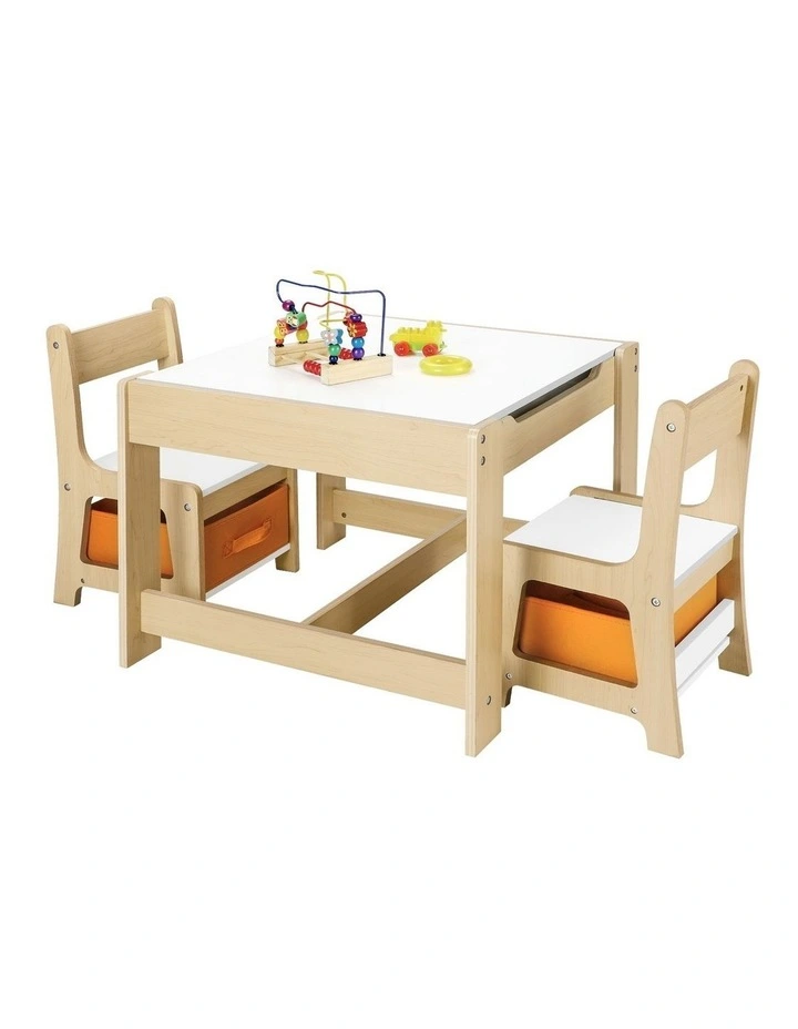 Oikiture Kids Table and Chairs Set Activity Play Study Desk Toys Storage Box image 1