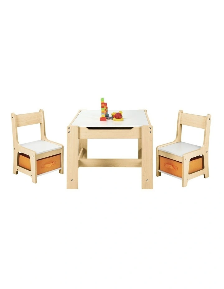 Oikiture Kids Table and Chairs Set Activity Play Study Desk Toys Storage Box image 2