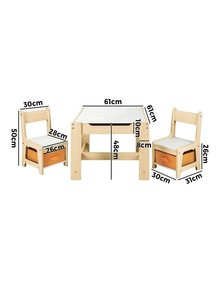 Oikiture Kids Table and Chairs Set Activity Play Study Desk Toys Storage Box image 3
