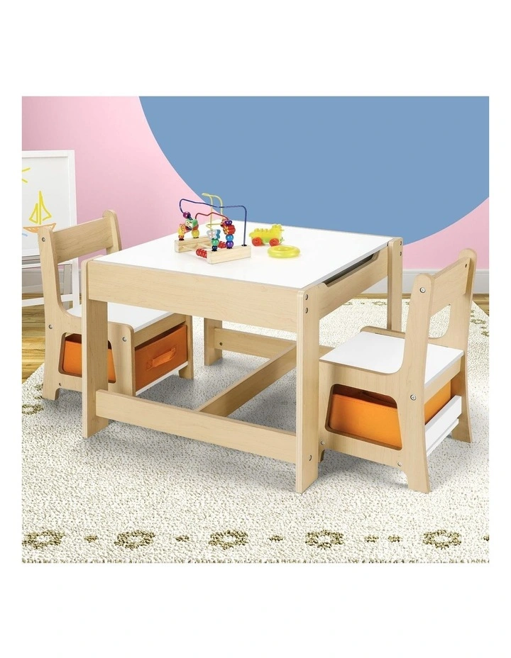 Oikiture Kids Table and Chairs Set Activity Play Study Desk Toys Storage Box image 4