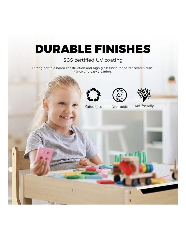 Oikiture Kids Table and Chairs Set Activity Play Study Desk Toys Storage Box image 6