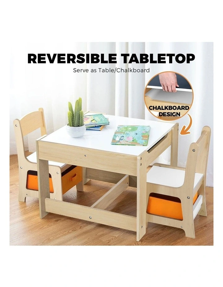 Oikiture Kids Table and Chairs Set Activity Play Study Desk Toys Storage Box image 7