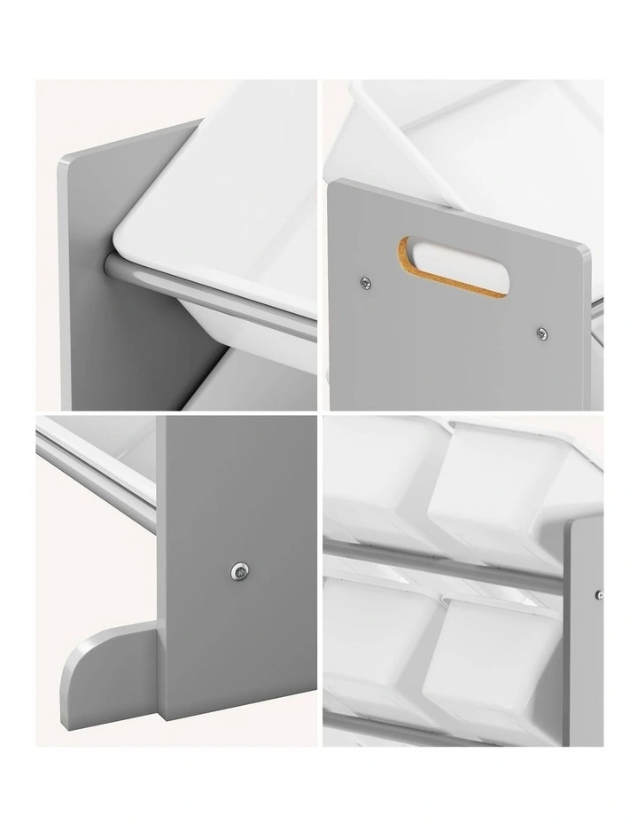 Oikiture Kids Toy Box Organiser 16 Bins Display Shelf Removable Drawer Grey image 6