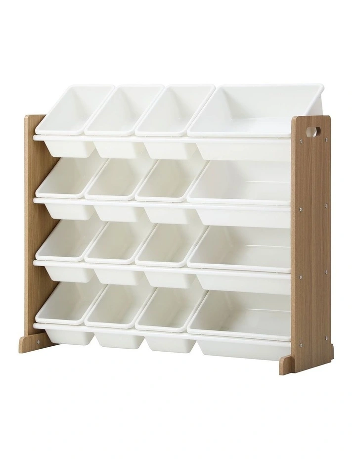 Oikiture Kids Toy Box Organiser 16 Bins Display Shelf Storage Rack Drawer image 1