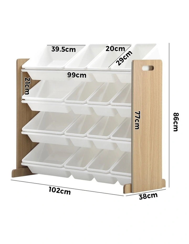 Oikiture Kids Toy Box Organiser 16 Bins Display Shelf Storage Rack Drawer image 3