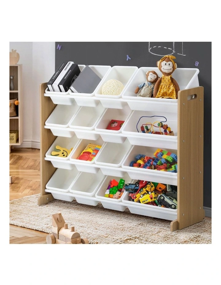 Oikiture Kids Toy Box Organiser 16 Bins Display Shelf Storage Rack Drawer image 4