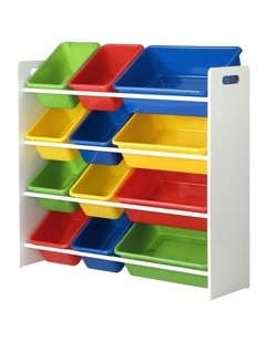 Oikiture Kids Toy Box Organiser 12 Bins Display Shelf Storage Rack Drawer
