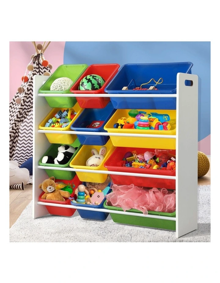Oikiture Kids Toy Box Organiser 12 Bins Display Shelf Storage Rack Drawer image 4