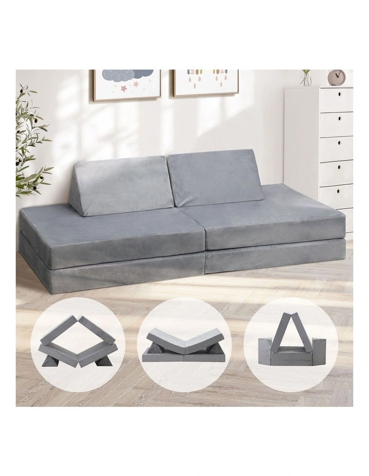 Oikiture 4Pcs Kids Sofa Play Couch Modular Lounge Cushion Convertible Playset image 4