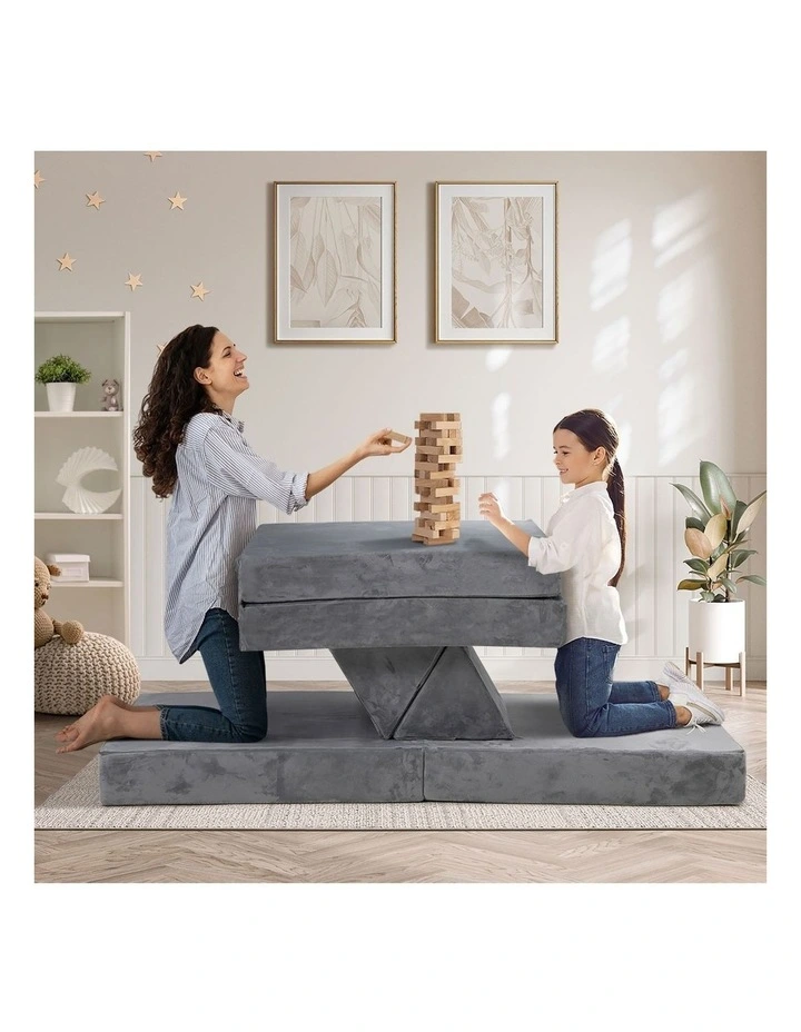 Oikiture 4Pcs Kids Sofa Play Couch Modular Lounge Cushion Convertible Playset image 5