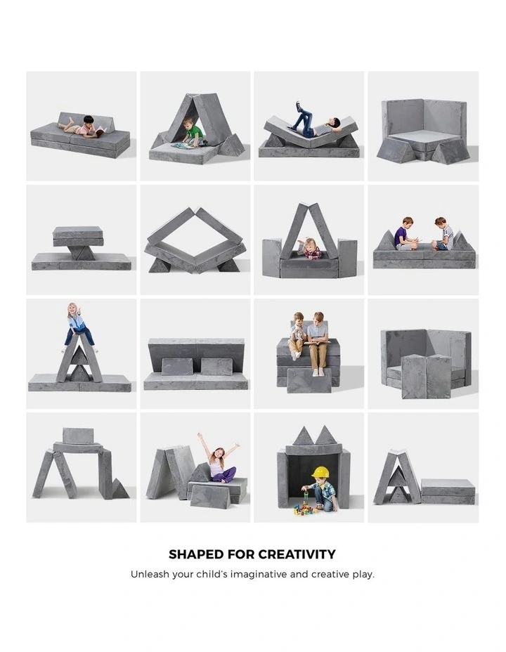 Oikiture 4Pcs Kids Sofa Play Couch Modular Lounge Cushion Convertible Playset image 7