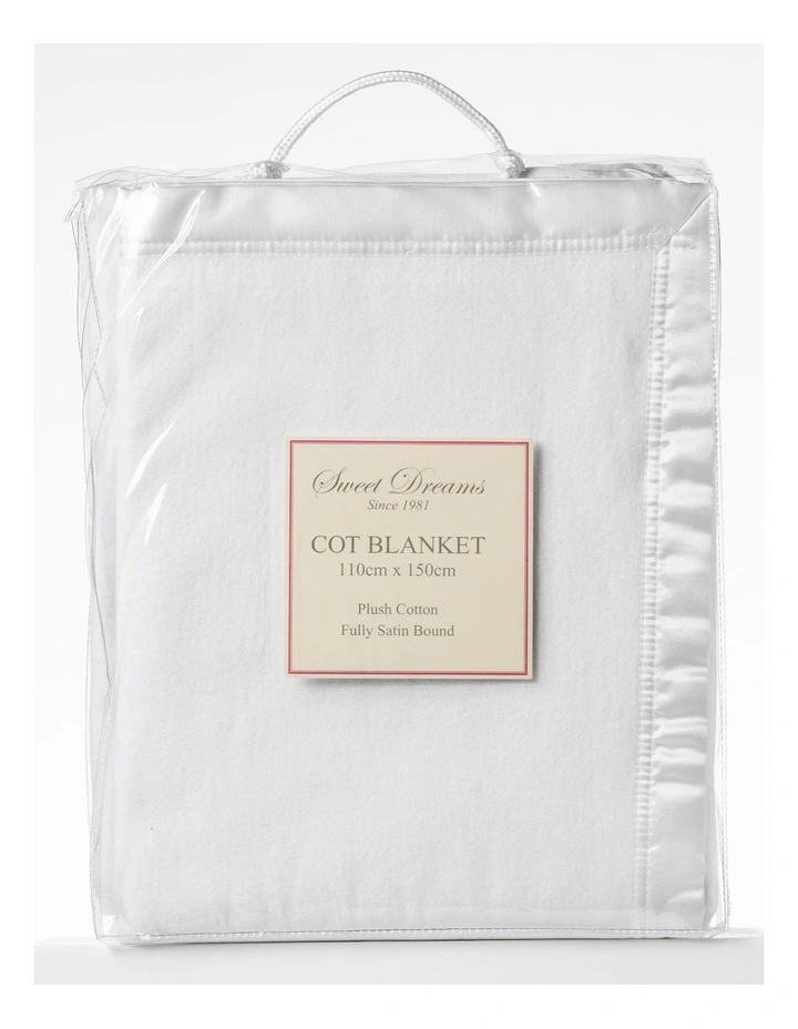 Sweet Dreams Cot Cotton Fleece Blanket White image 1