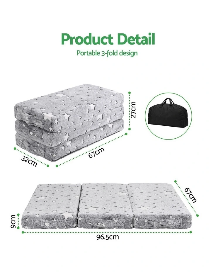 Giselle Bedding Foldable Cot Mattress for Travel Cot, Glow-in-Dark Cover image 2