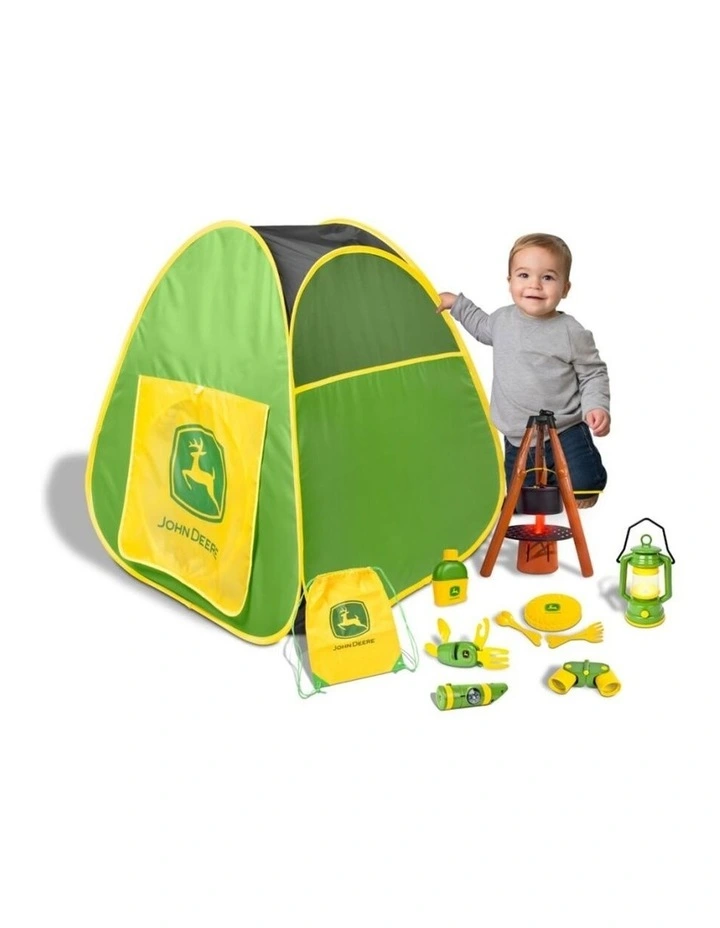 18pc John Deere 18Pc Pop-Up Camping Set w/Interactive Fire Pit & Accessories 5y image 2