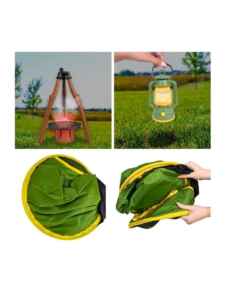 18pc John Deere 18Pc Pop-Up Camping Set w/Interactive Fire Pit & Accessories 5y image 5