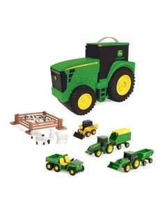 18pc John Deere Kids Farming Vehicles Toy Carry Case Value Set 7-10cm Green 3y 