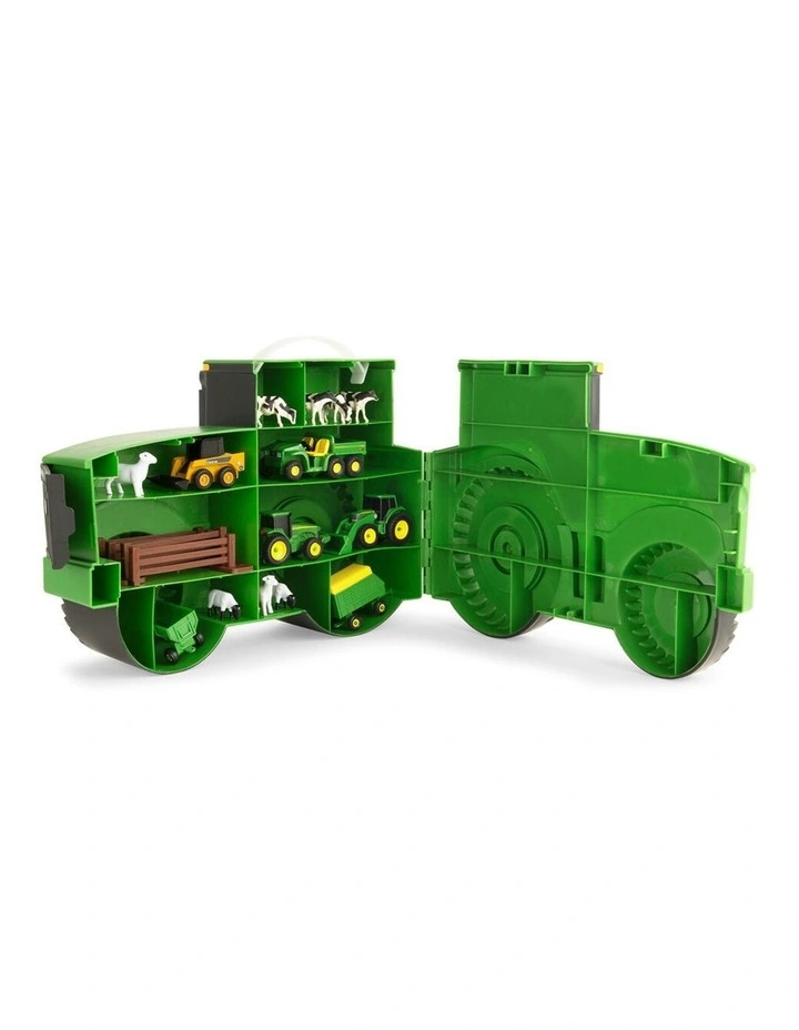 18pc John Deere Kids Farming Vehicles Toy Carry Case Value Set 7-10cm Green 3y image 2