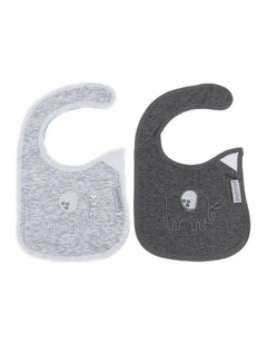2pc Unisex Applique Bibs Hook Loop Fastener Baby Mealtime Set