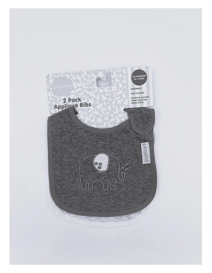 2pc Unisex Applique Bibs Hook Loop Fastener Baby Mealtime Set image 2