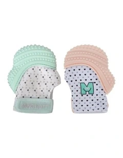 2pc Munch Mitt Teething Toy Mitten Mint & Pink
