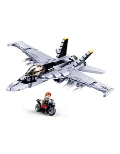 Sluban B0928 Model Kit FA18 Super Hornet Fighter Jet Plane RAAF Military Air Force Building Blocks