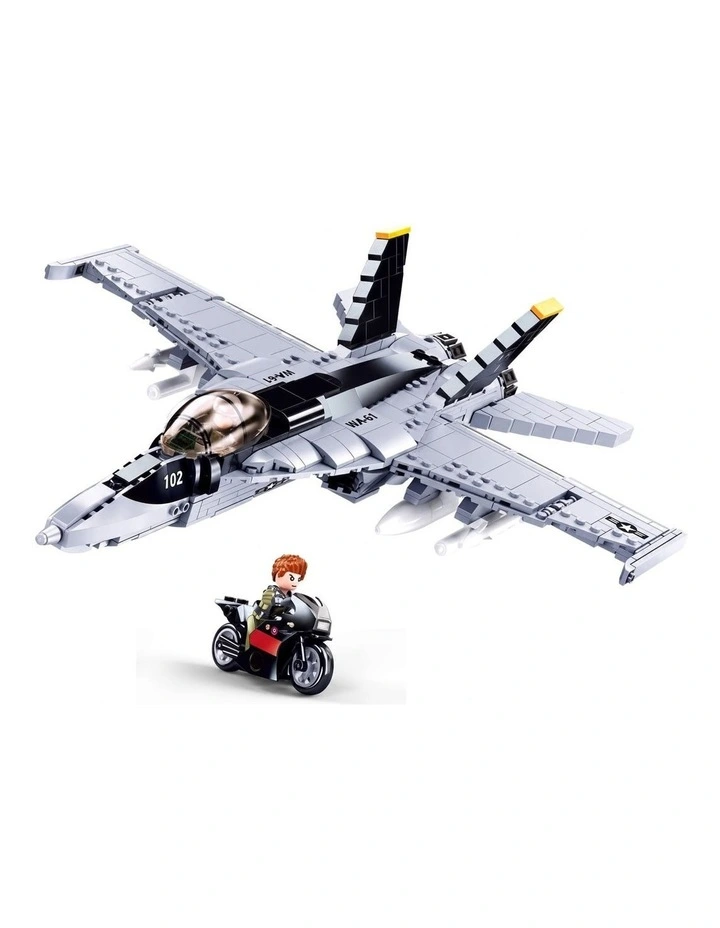 Sluban B0928 Model Kit FA18 Super Hornet Fighter Jet Plane RAAF Military Air Force Building Blocks image 1