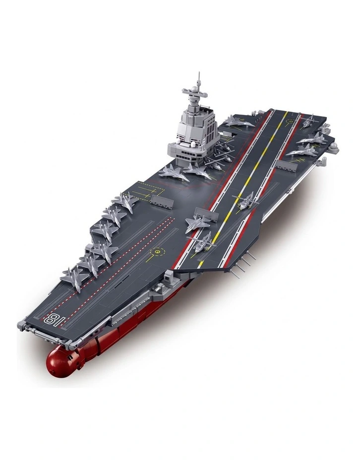 Sluban B1188 Model Kit 1:450 Aircraft Carrier Fujian Type 003 Chinese PLAN Warship Navy Vessel Boat image 1