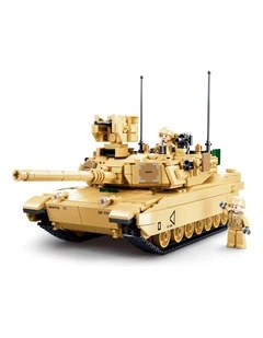 Sluban B0892 Model Kit M1A2 Abrams Main Battle Tank US Army Desert Armor Vehicle Military