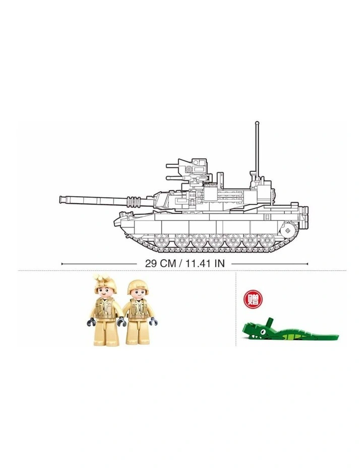 Sluban B0892 Model Kit M1A2 Abrams Main Battle Tank US Army Desert Armor Vehicle Military image 3