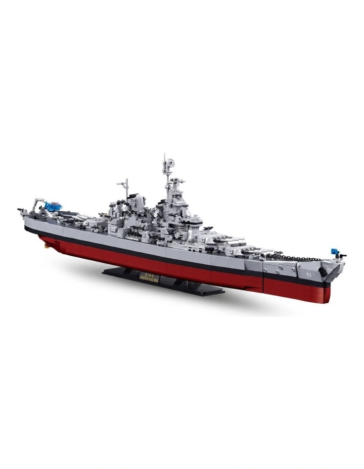 Sluban B1291 Model Kit 1:350 USS Missouri BB63 Mighty Mo Battleship Warship WWII Navy Vessel Boat image 1