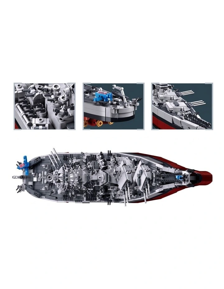 Sluban B1291 Model Kit 1:350 USS Missouri BB63 Mighty Mo Battleship Warship WWII Navy Vessel Boat image 3