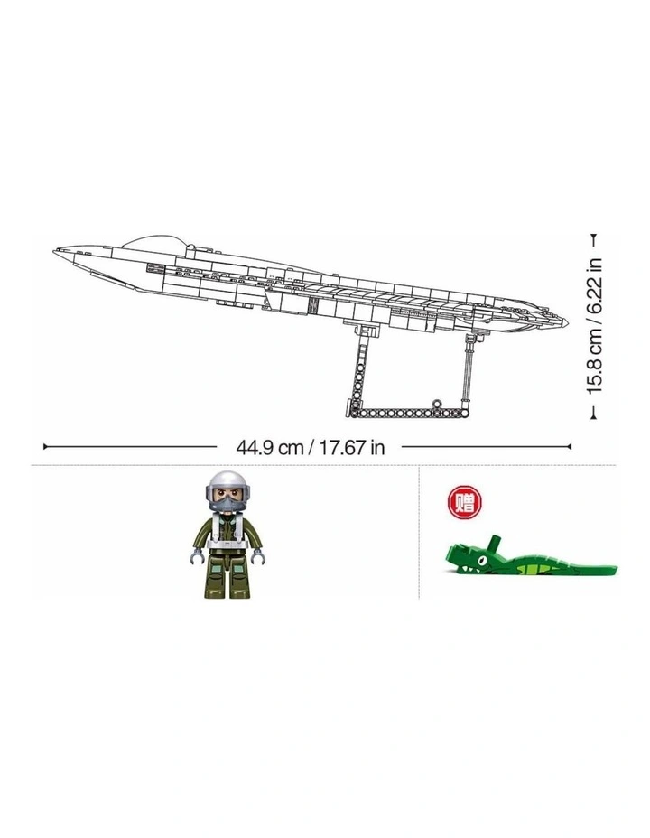 Sluban B1587 Model Kit 1:44 J50 Stealth Fighter Jet Plane - Military Air Force Building Blocks DIY image 2