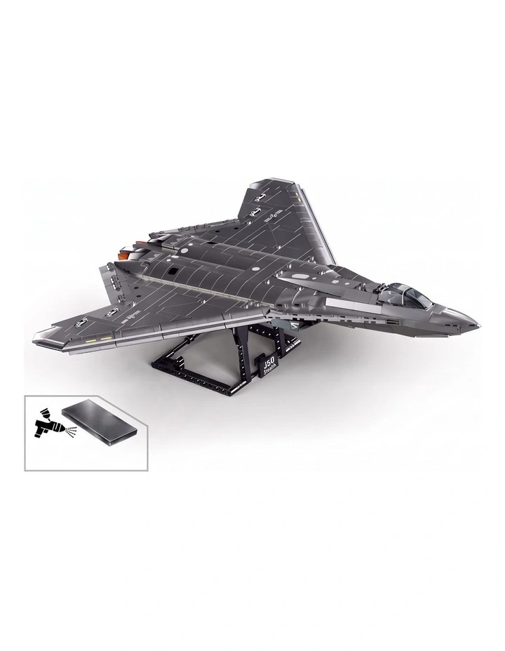 Sluban B1587 Model Kit 1:44 J50 Stealth Fighter Jet Plane - Military Air Force Building Blocks DIY image 3