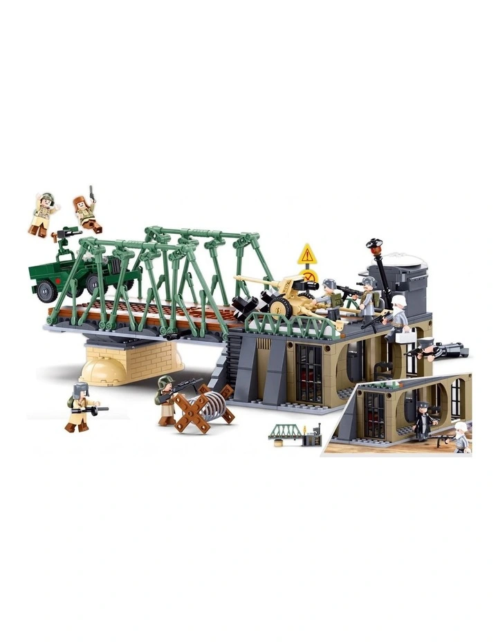 Sluban B0981 Model Kit WWII Battle of Budapest Winter Counter Attack Military Bridge Checkpoint image 1
