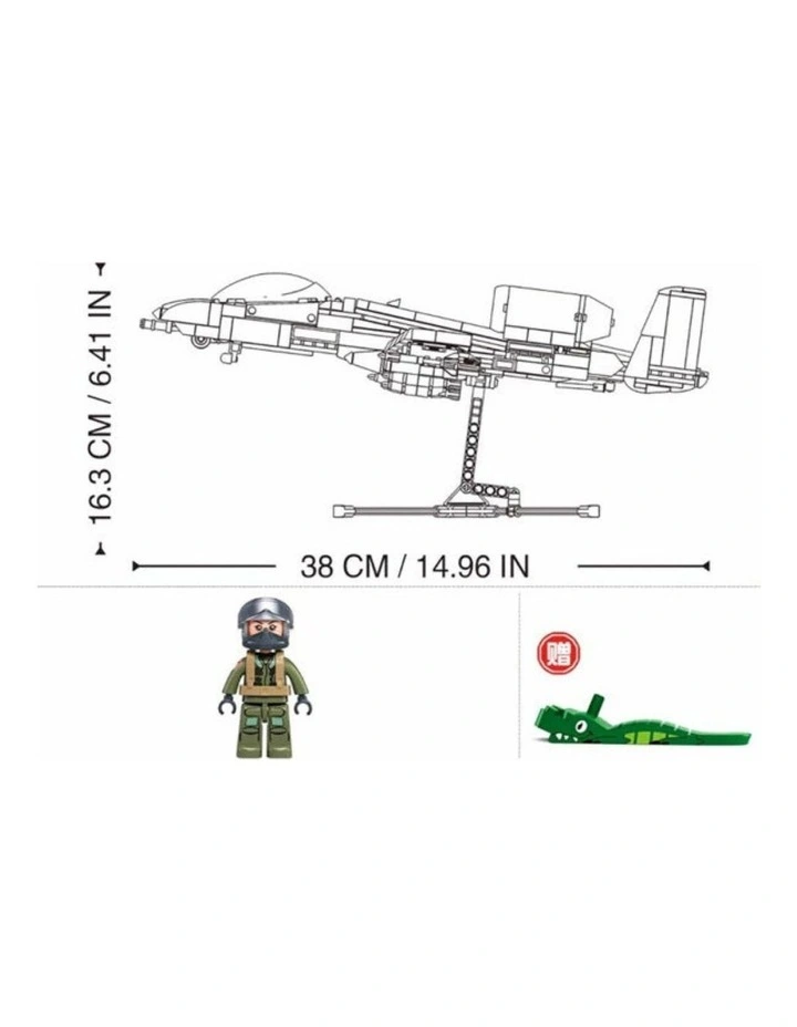 Sluban B1362 Model Kit 1:44 A10 Warthog Thunderbolt Attack Jet Fighter Plane USAF Military Building image 2