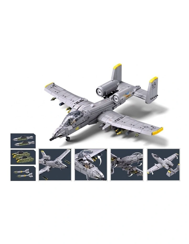 Sluban B1362 Model Kit 1:44 A10 Warthog Thunderbolt Attack Jet Fighter Plane USAF Military Building image 4