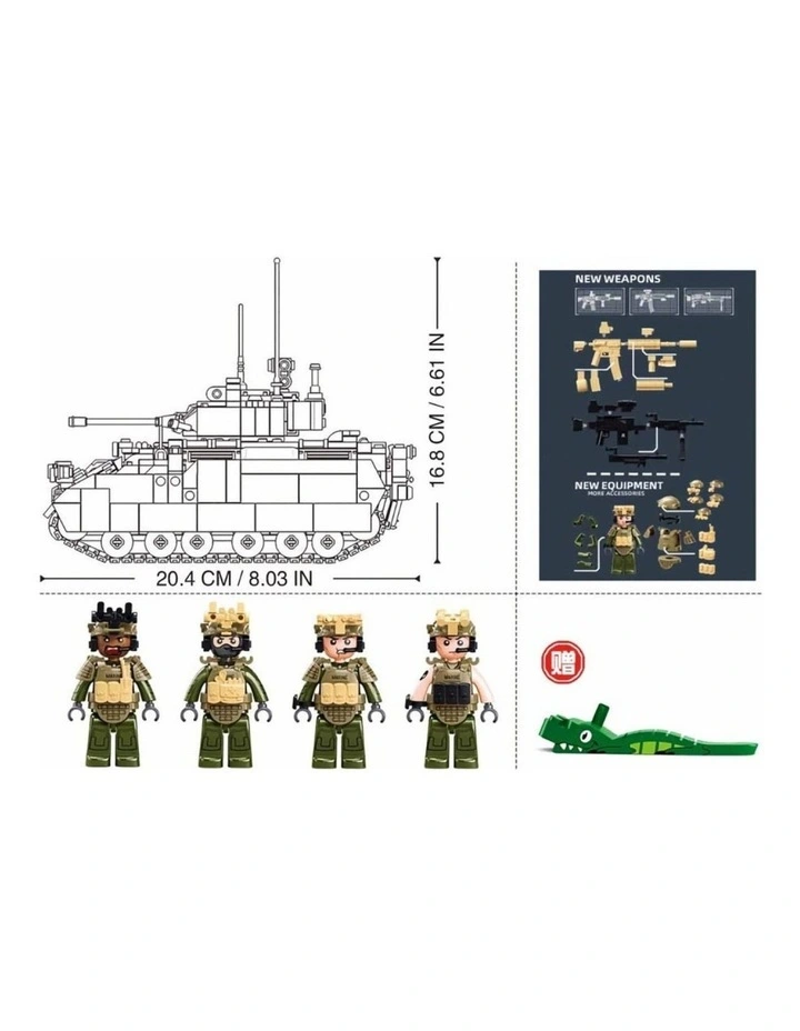 Sluban B1363 Model Kit 1:35 M3A3 Bradley Armored Infantry Vehicle IFV AFV Modern US Army image 4