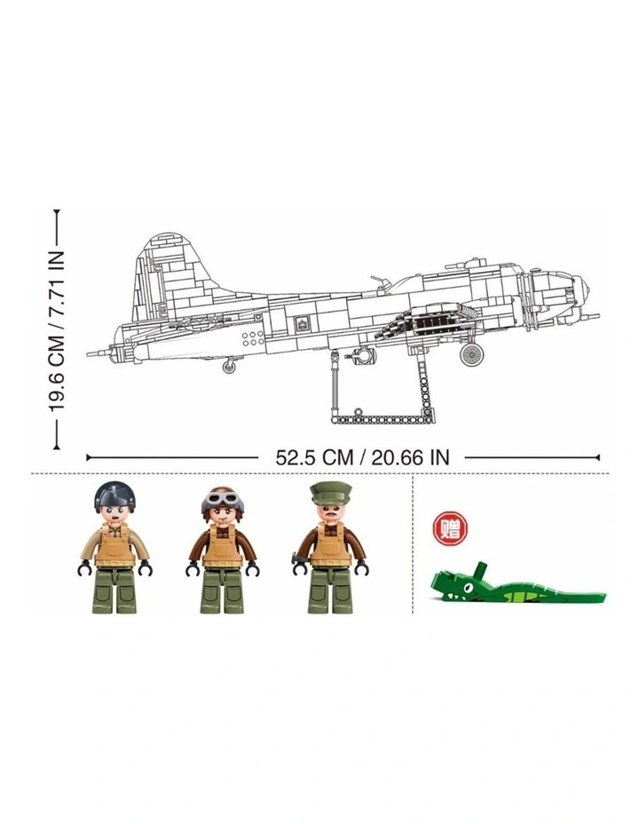 Sluban B1367 Model Kit 1:44 B17 Flying Fortress Heavy Bomber WWII USAAF Army Air Force Building image 2