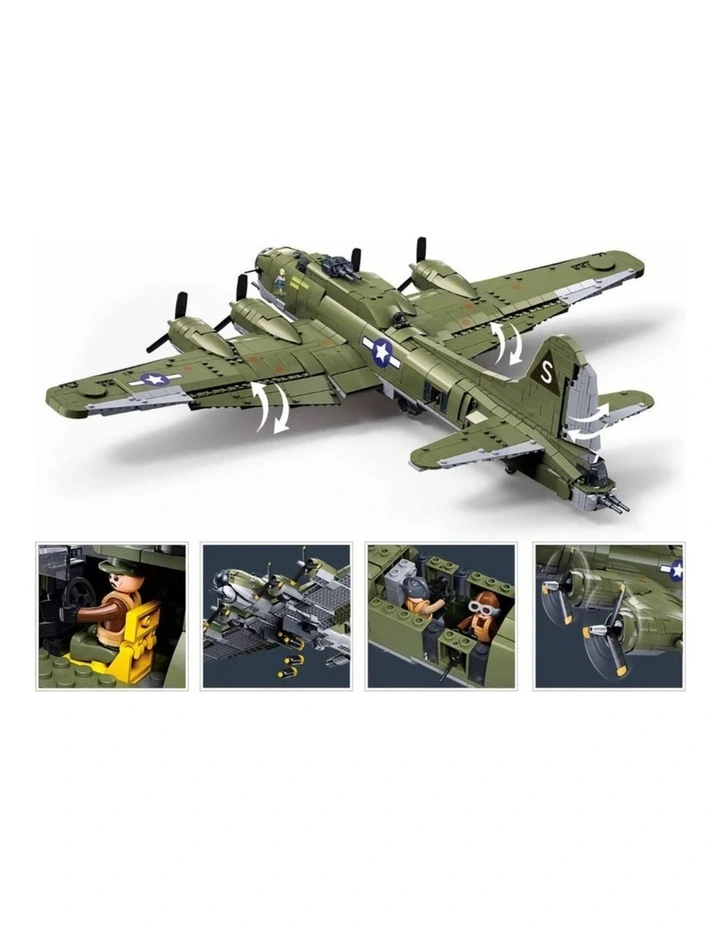 Sluban B1367 Model Kit 1:44 B17 Flying Fortress Heavy Bomber WWII USAAF Army Air Force Building image 3