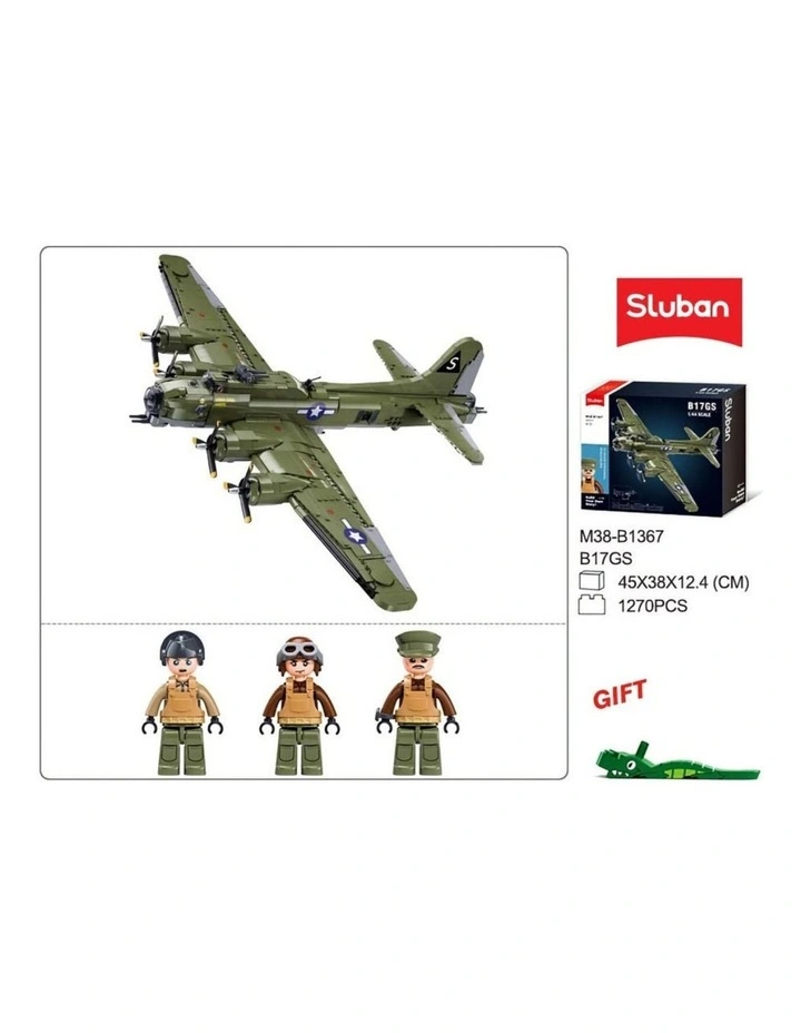 Sluban B1367 Model Kit 1:44 B17 Flying Fortress Heavy Bomber WWII USAAF Army Air Force Building image 4