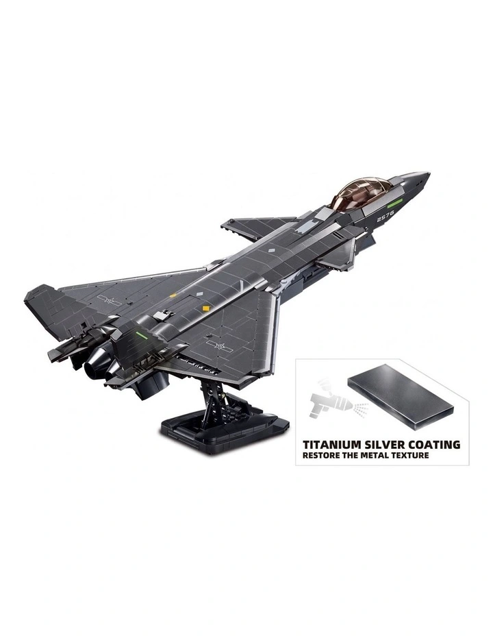 Sluban B1187 Model Kit 1:44 J20 Mighty Dragon Chinese Stealth Fighter Jet Plane Modern PLAAF image 2