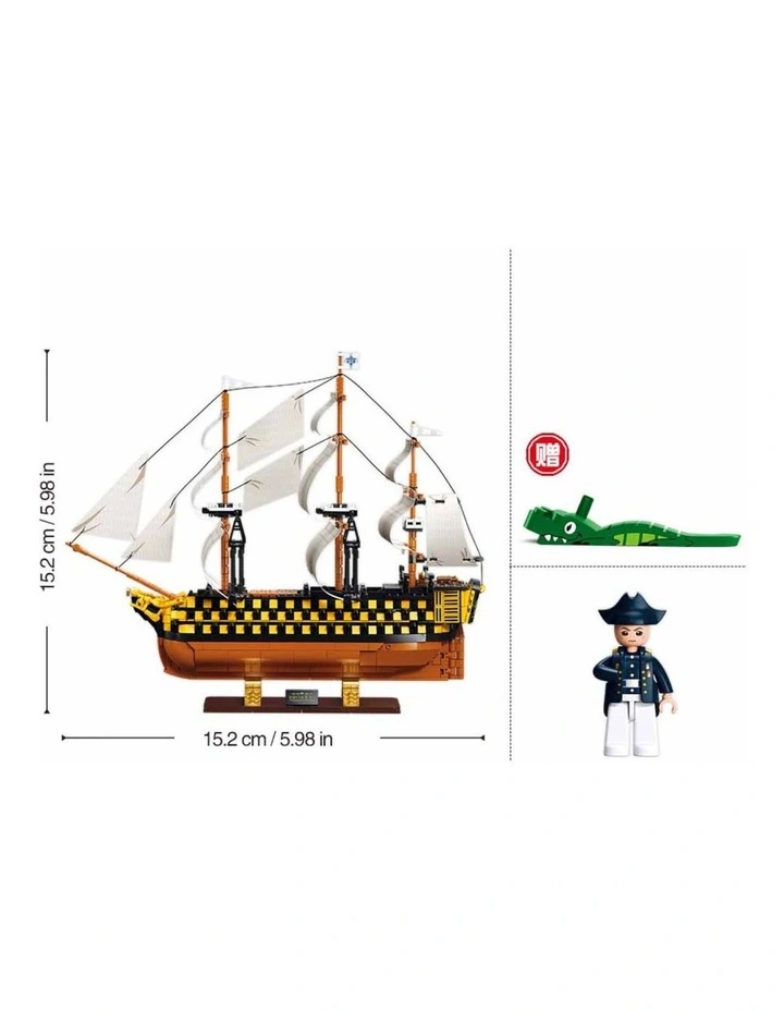 Sluban B1552 Model Kit 1:200 HMS Victory Sailing Battleship Warship Navy Vessel Boat Military DIY image 2