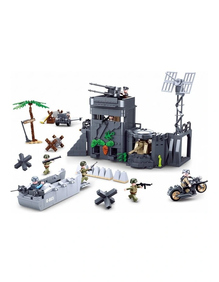 Sluban B0861 Model Kit WWII Atlantic Wall Coastal Bunker Defense Normandy DDay Military Base image 1