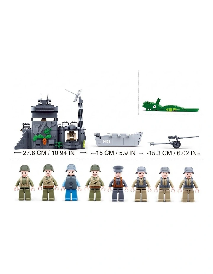 Sluban B0861 Model Kit WWII Atlantic Wall Coastal Bunker Defense Normandy DDay Military Base image 2